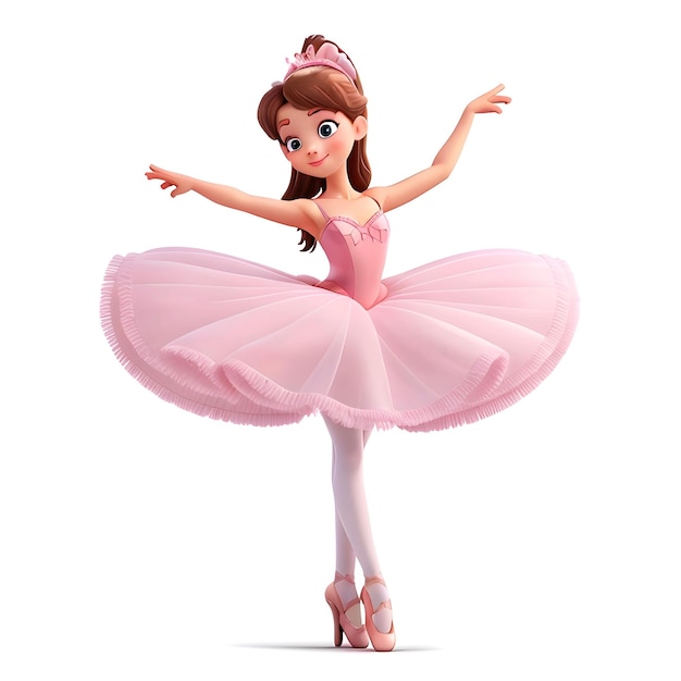 Ballet girl in pink dress and pink stockings