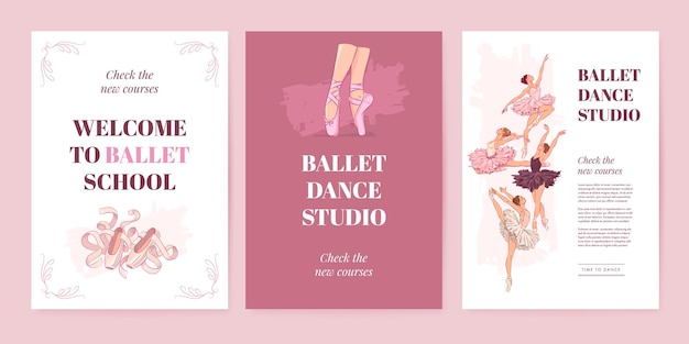 Vector ballet school poster template