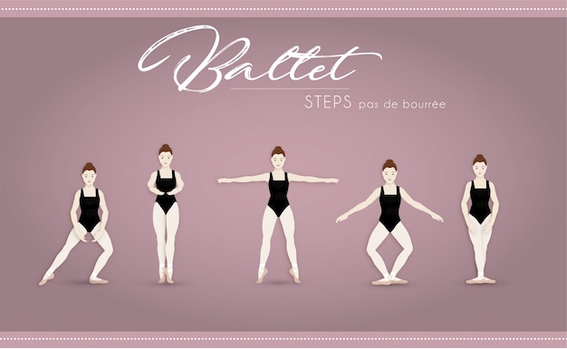 Vettore ballet steps pas de bourree