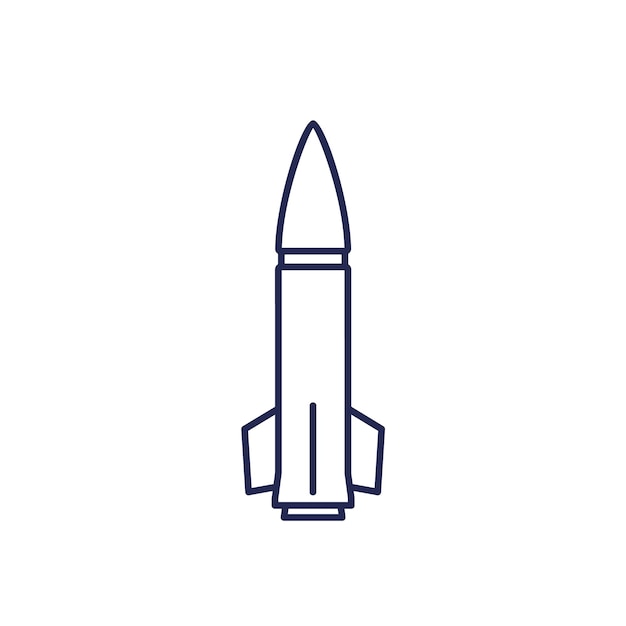 Ballistic missile icon on white line vector