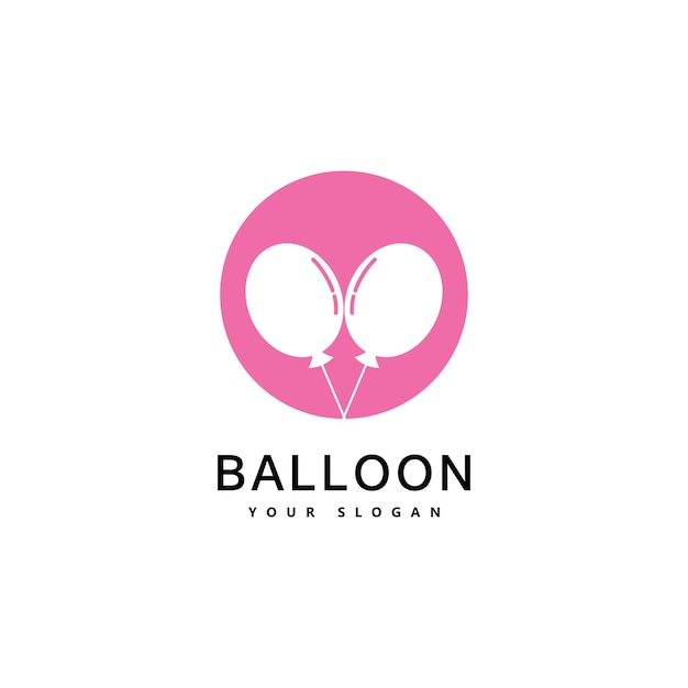 Ballon logo ontwerp. Geluk logo concept. Viering luchtballon symbool.