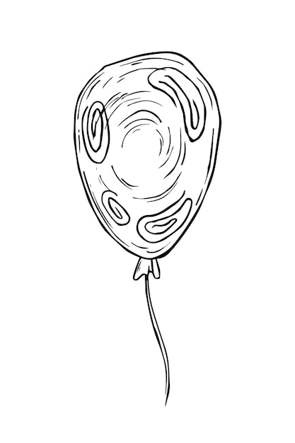 Ballon met abstracte cirkels aan een touw cadeau doodle lineaire cartoon kleuren