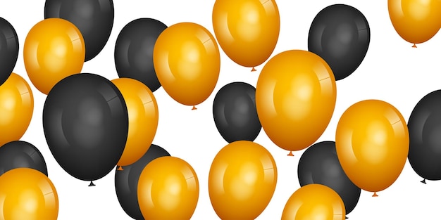 Празднование вечеринки с воздушными шарами векторный фон черные и золотые воздушные шары фоновая иллюстрация
