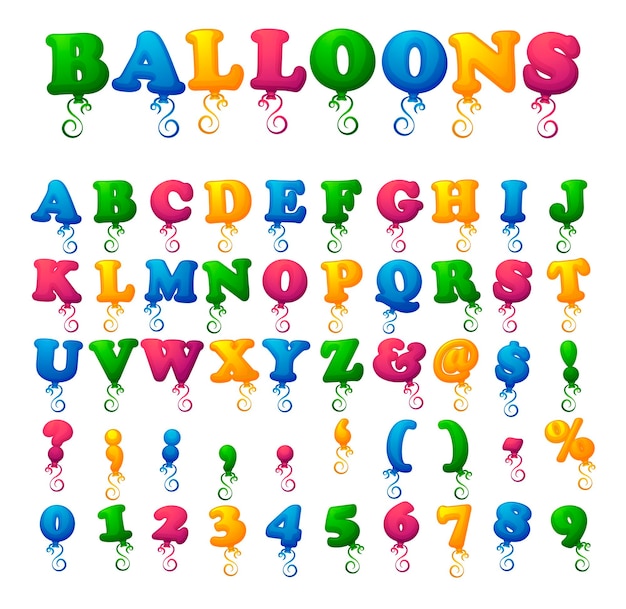 Vector ballonnen alfabet. vectorlettertype.