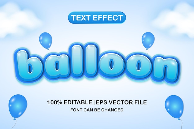 Vector balloon 3d editable text effect