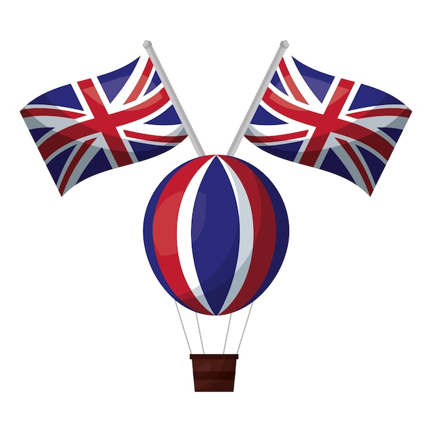 balloon air hot with flags of great britain 