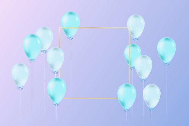 Balloon background with blank golden frame
