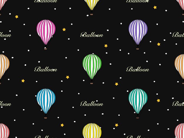 Balloon cartoon character seamless pattern on black background