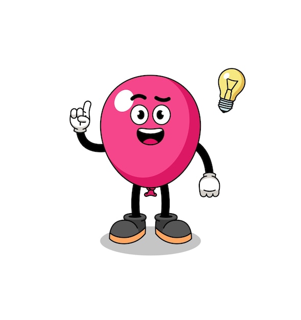 Cartone animato a palloncino con disegno del personaggio di posa di un'idea