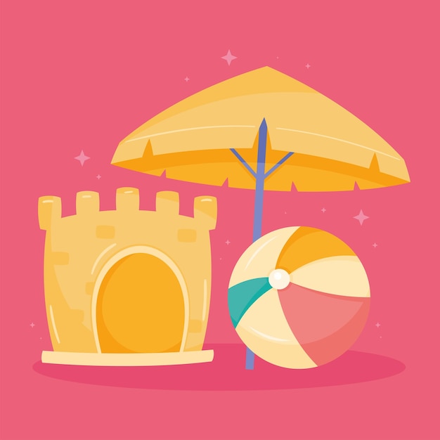 Vector balloon and castle with umbrella