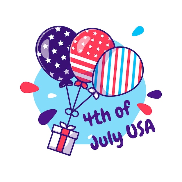 Balloon collection themed usa independence day cartoon