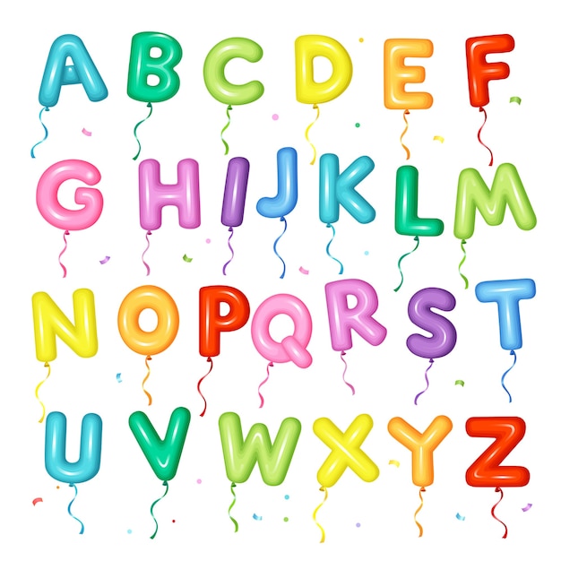 Vector balloon colorful font for kids