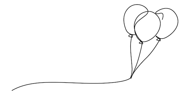 balloon continuous line drawing holiday festive present birthday gift concept vector illustrationv