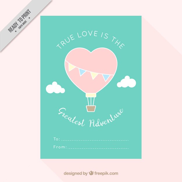 Balloon heart shaped love card