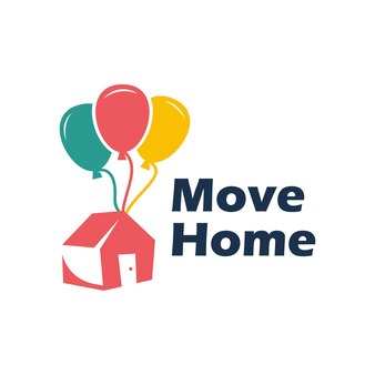 Balloon home fly moving real estate icona logo design