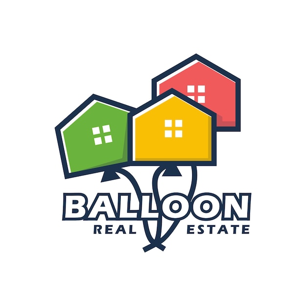 Balloon Home Moving Real Estate Line Outline Icon Logo Design