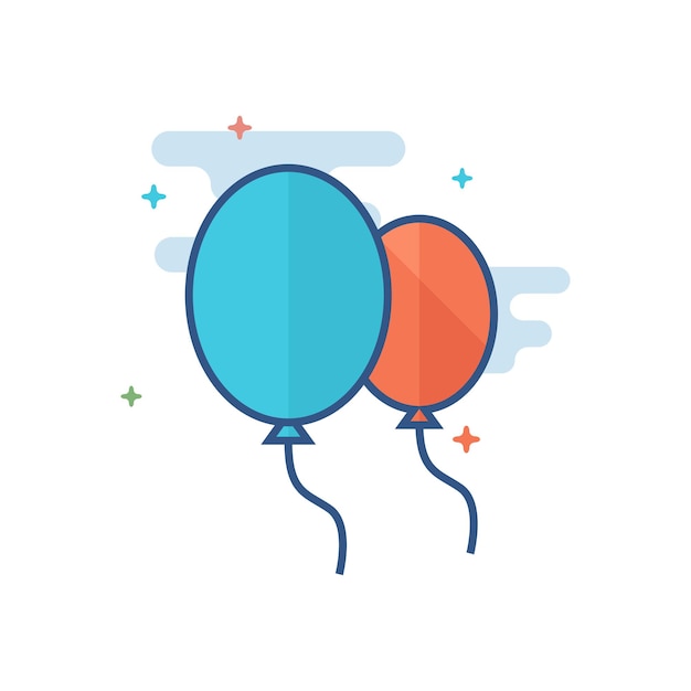 Vector balloon icon flat color style vector illustration