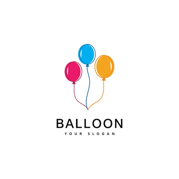 Vettore disegno del logo del palloncino. concetto di logotipo di felicità. simbolo dell'aerostato di celebrazione.