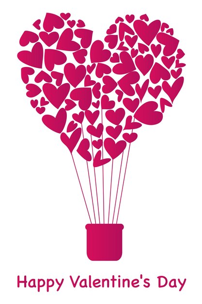 Vettore un palloncino fatto di cuori carta di auguri per il giorno di san valentino 39 illustrazione vettoriale