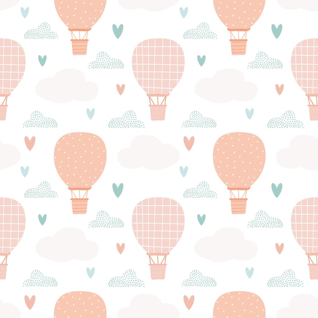 Balloon pattern. stylized elements. cute children's print for textiles. minimalistic design. scandinavian style. vector illustration, hand-drawn