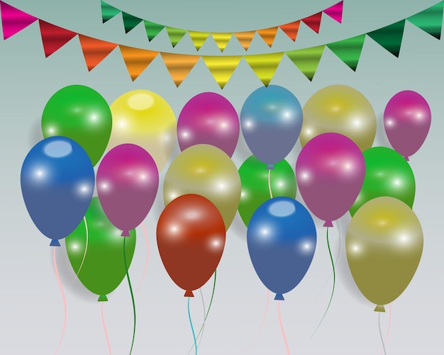 생일 파티  ⁇ 터 디자인을 위한 풍선 세트