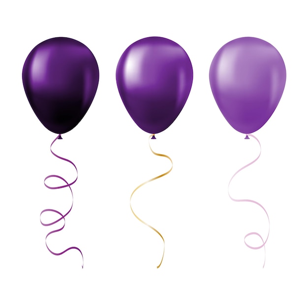 Set di palloncini isolato su sfondo bianco set di palloncini viola