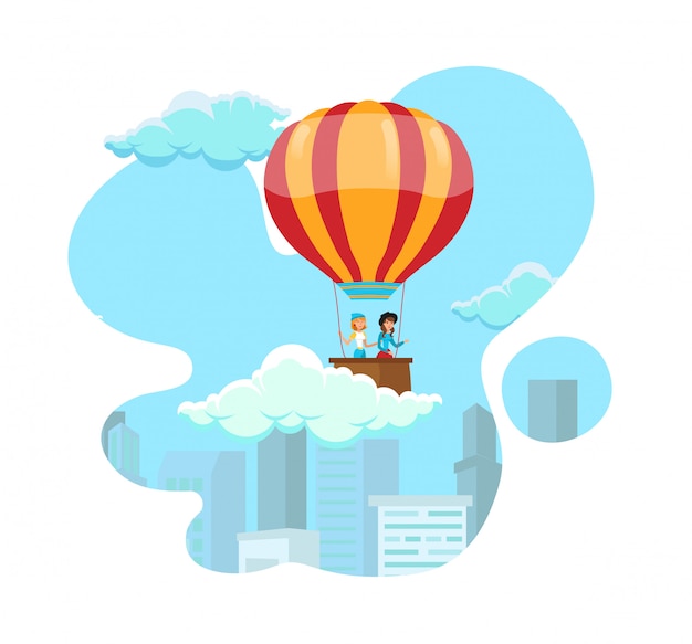 balloon travel, air tourism vector illustration