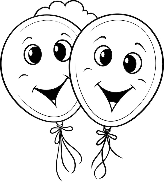 Balloon Vector Black And White Coloring Page