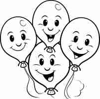 Vector balloon vector black and white coloring page