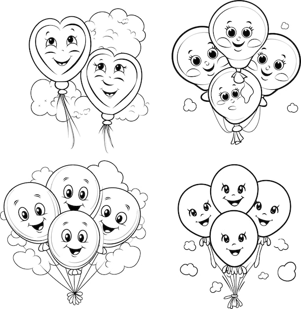 Vector balloon vector black and white coloring page