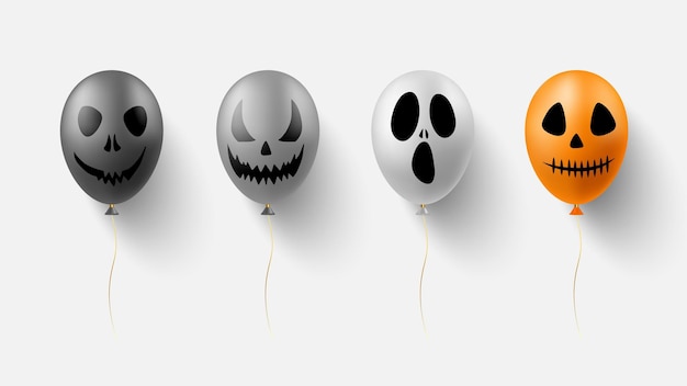 Vector balloon with face silhouette for halloween design concept.