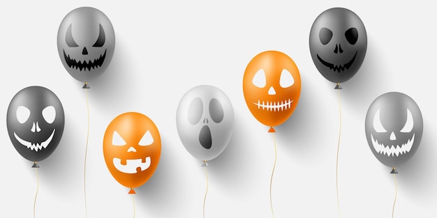 Vector balloon with face silhouette for halloween design concept.