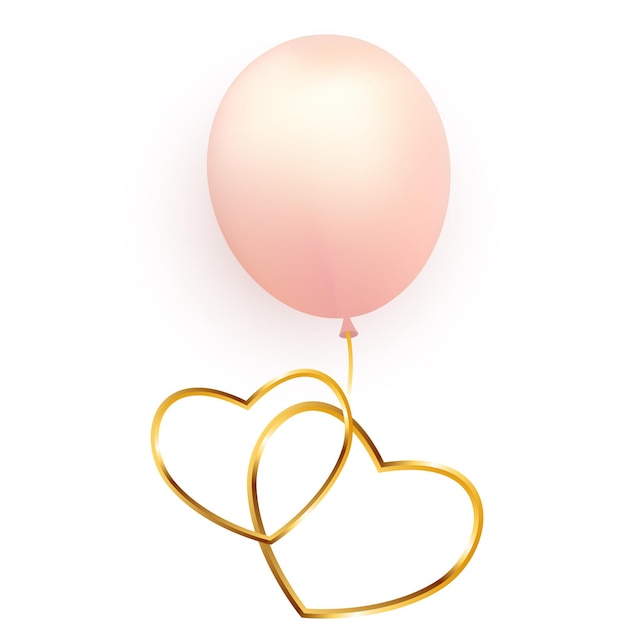 Воздушный шар с золотыми сердцами