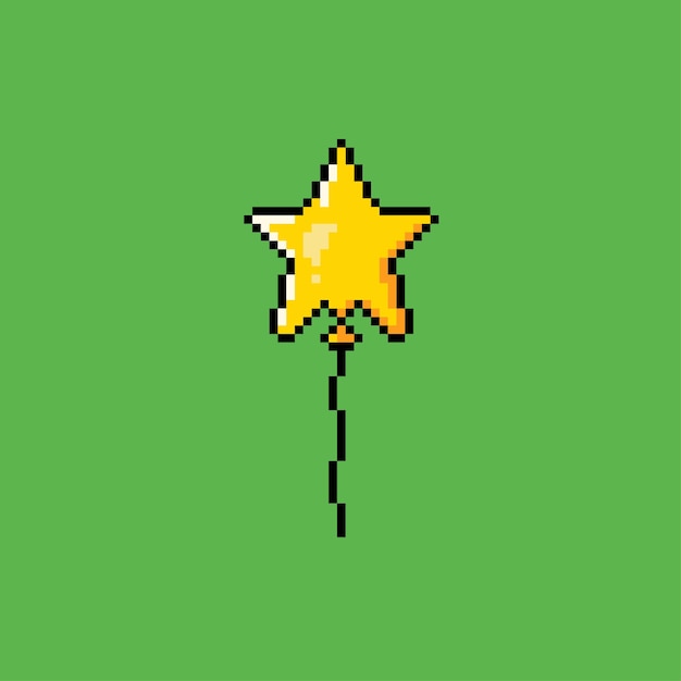 Balloon with star shape in pixel art style