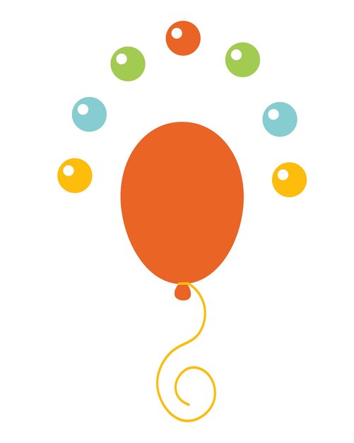 Vector a balloon with a string of circus colored balls beads on white background for holiday party decor