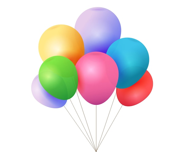 Vector balloons big birthday bunch isolated on white and large group of flying in air helium ballons