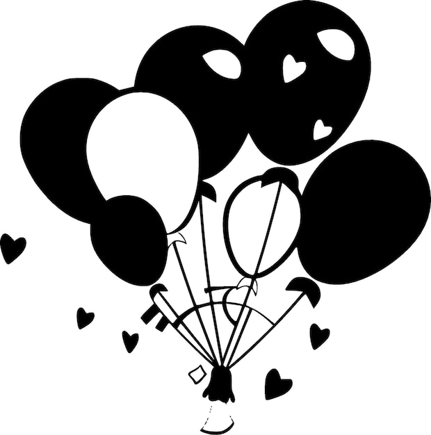 Balloons Black and White Isolated Icon Vector illustration