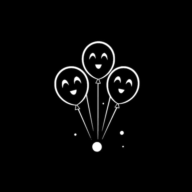 Balloons Black and White Vector illustration