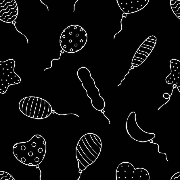 Balloons doodle seamless pattern hand drawn sketch vector illustration