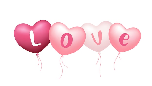 Vector balloons heart pink