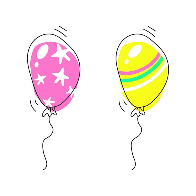 balloons line art set 2