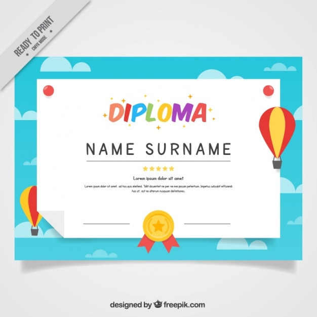 Vettore diploma di scuola palloncini