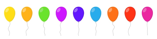 Balloons set. Balloon icons isolated. Colorful helium balloons in flat design. Vector illustration