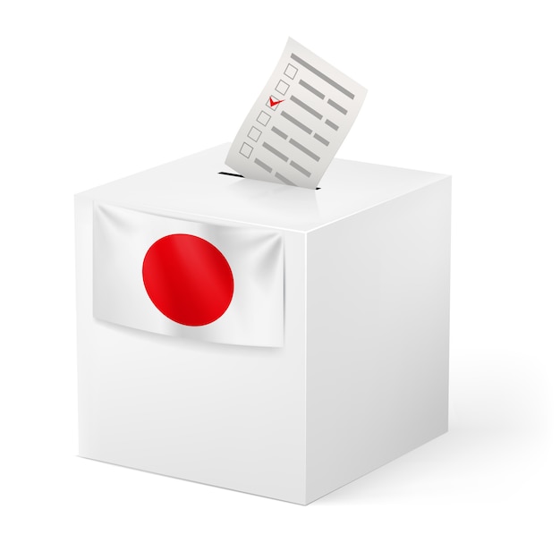 Vector ballot box with voicing paper. japan.