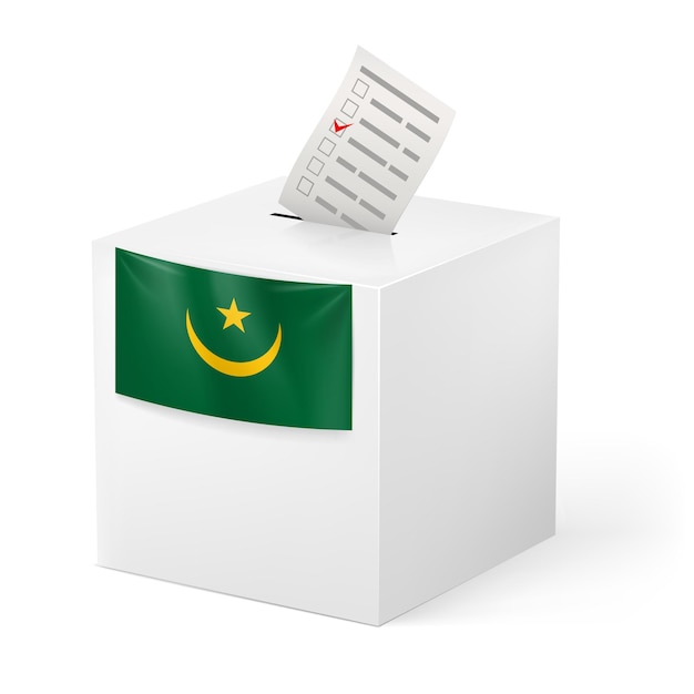 Vector ballot box with voting paper mauritania