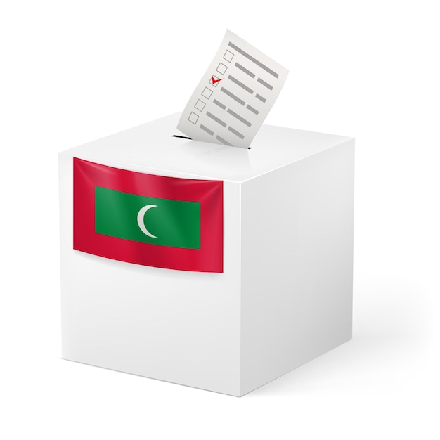 Ballot box with voting paper Republic of the Maldives