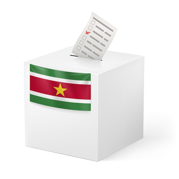 Ballot box with voting paper. Suriname