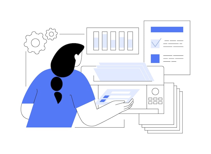 Vector ballot scanning abstract concept vector illustration poll worker counting votes using machine social science tabulation process electronic voting results scanning abstract metaphor