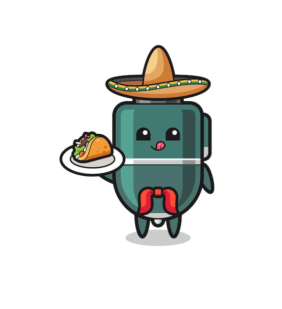 Ballpoint pen Mexican chef mascot holding a taco