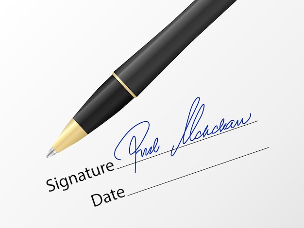 Vector ballpoint pen and signature